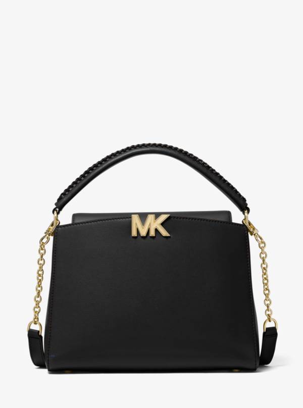 Damske Satchel Taske Michael Kors Karlie Medium Leather Čierne - Kabelky Michael Kors Vypredaj | IZYKP-4906